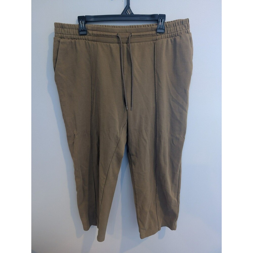 A NEW DAY Women's XL Casual Cotton Tapered Pant Brown Green Drawstring Bottoms